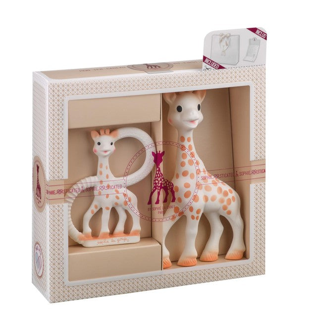 Sophie La Girafe teether set with original and So Pure teethers (British brand)