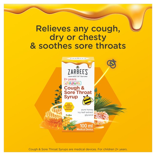 Zarbee's Children's Cough & Sore Throat Syrup 100ml (British brand)