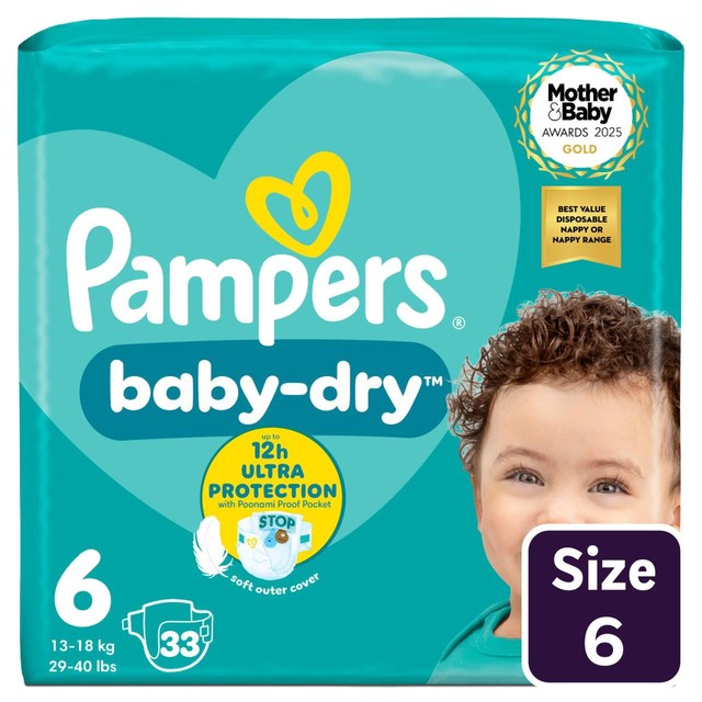 Pampers Baby-Dry Nappies Size 6 13-18kg, imported from the UK