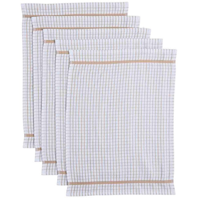 M&S terry tea towels neutral checked designs, UK version