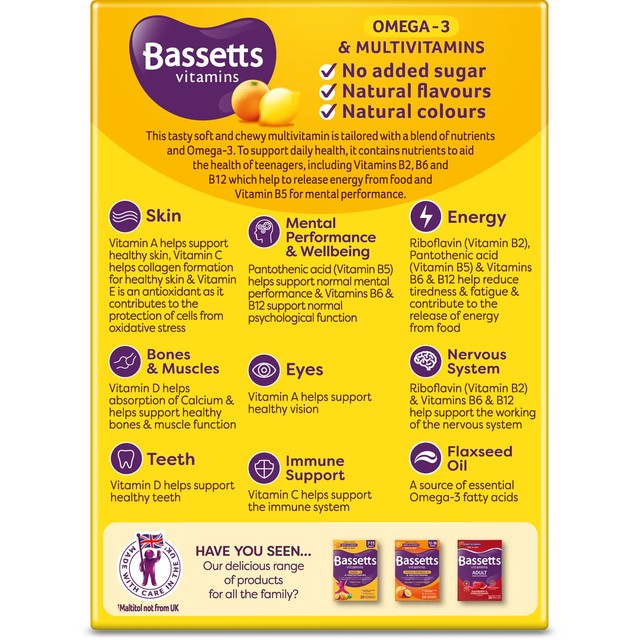 Bassetts citrus multivitamin pastilles for teens 30 pack - British product