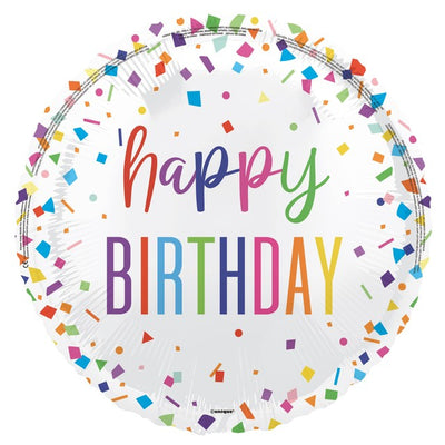 M&S Unique Party Bright Confetti Happy Birthday Foil Balloon 18- Buy online at McGrocer