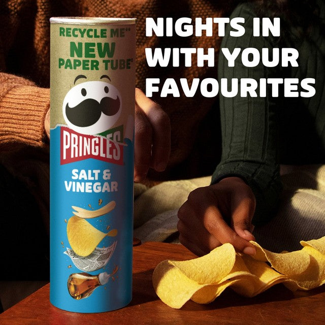 Pringles Salt & Vinegar crisps 185g, imported from the UK