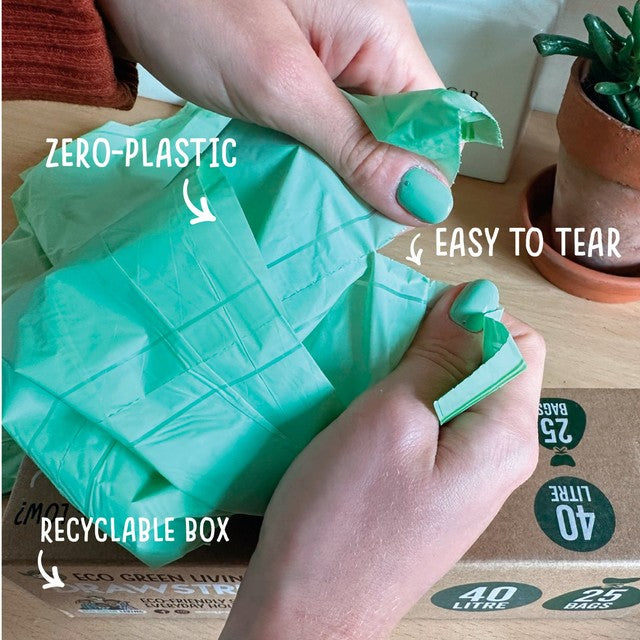 Eco Green Living drawstring compostable bin bags 40L - British product