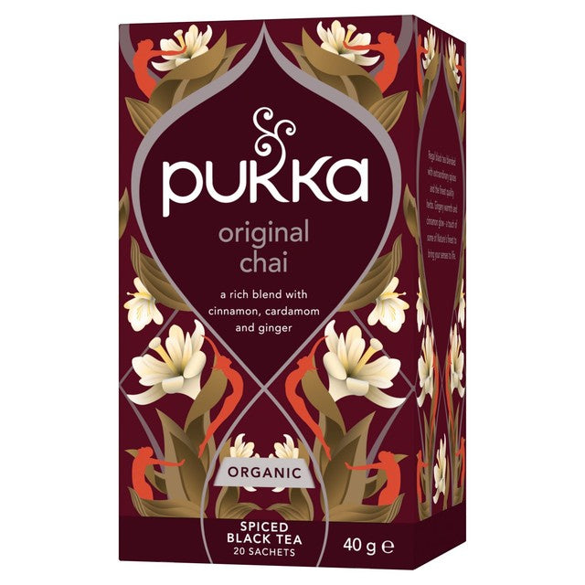 Pukka original chai tea bags 20 pack, imported from the UK
