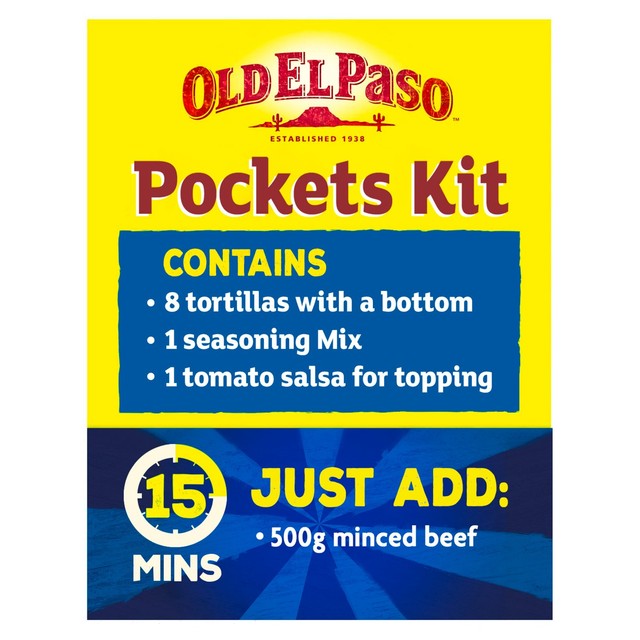 Old El Paso Original Tortilla Pocket Kits 375g, imported from the UK