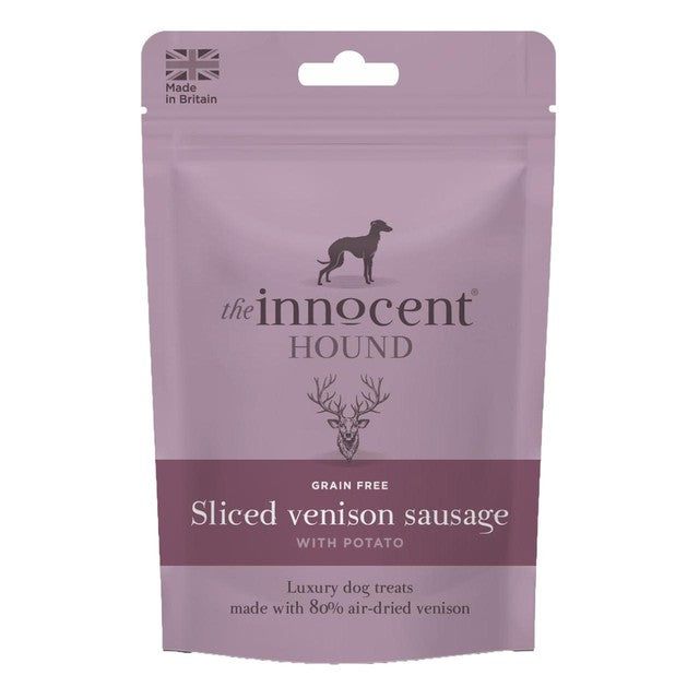 The Innocent Hound sliced venison sausage dog treats 70g (British brand)