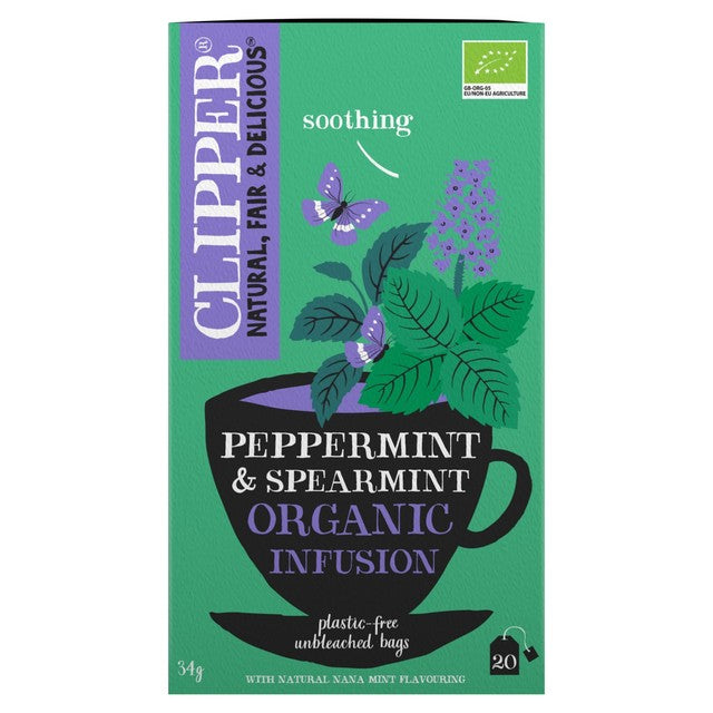 Clipper Peppermint & Spearmint herbal tea bags 20 pack - British product