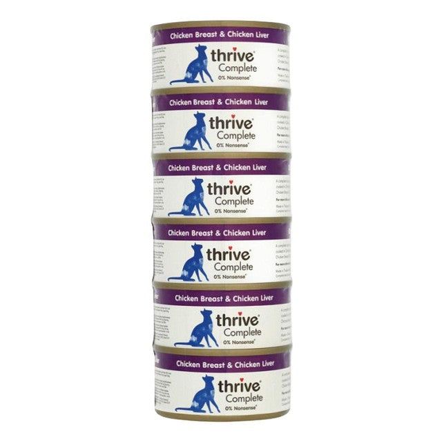 Thrive cat food with chicken and liver 6x75g (British brand)