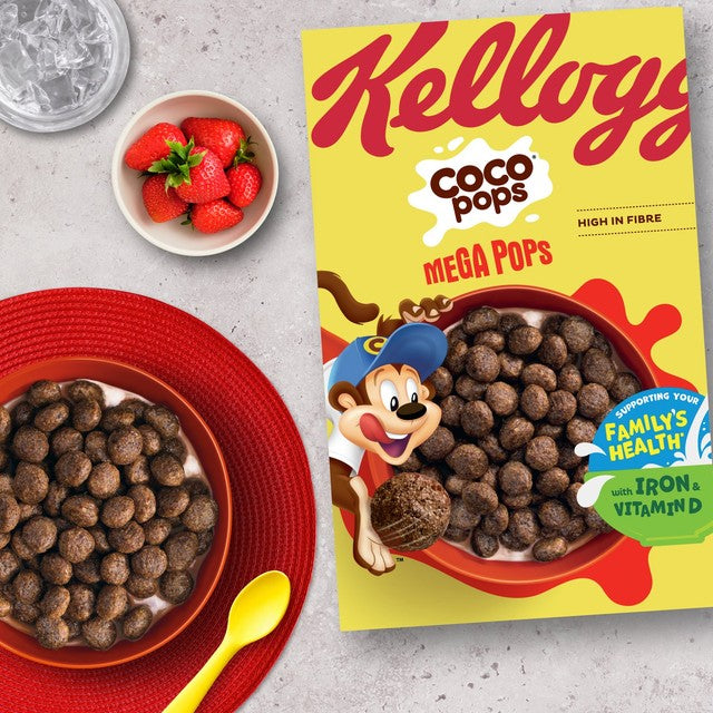 Kellogg's Coco Pops Mega Pops chocolate cereal - British product