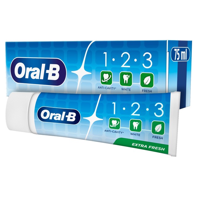 Oral-B 123 Extra Fresh toothpaste 75ml, imported from the UK