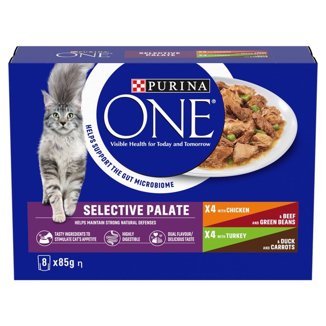 Purina One wet cat food Mini Fillets Selective Palate 8 x 85g, imported from the UK