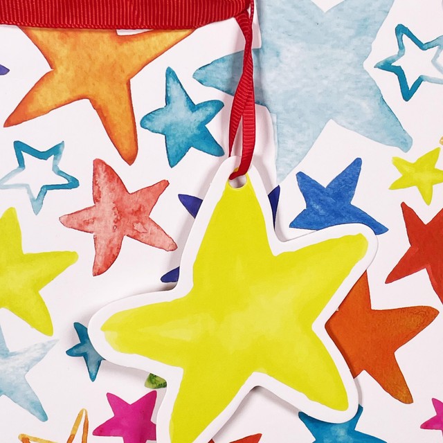 Deva Designs Painted Stars Large Gift Bag, imported from the UK