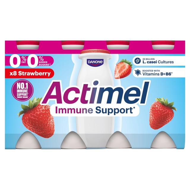 Actimel strawberry fat free yoghurt drink 8 x 100g - British product