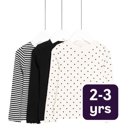 بلوزات M&S Polka Dot Tops Carbon للأطفال مقاس 2-3 سنوات