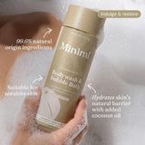Miniml Indulgent Coconut body wash and bubble bath, imported from the UK