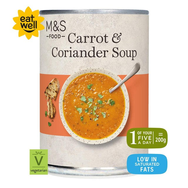 M&S carrot and coriander soup 400g, imported from the UK