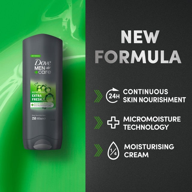 Dove Men+Care Fresh Awake Body & Face Wash 250ml - British product