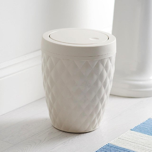 Addis textured diamond bathroom bin with swing lid 5L - British product