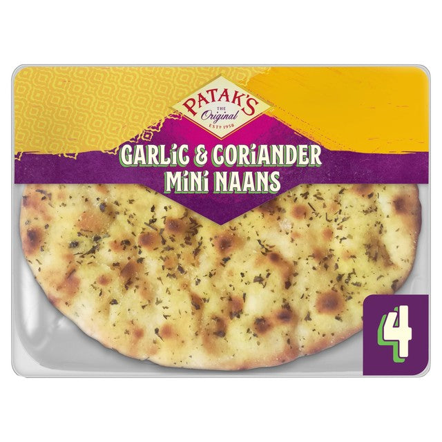 Patak's Garlic & Coriander Mini Naan Breads, imported from the UK
