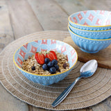 KitchenCraft pale blue detailed ceramic bowl 16x16x7.2 cm, UK version