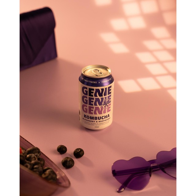 Genie Blueberry & Raspberry Kombucha 330ml, UK version