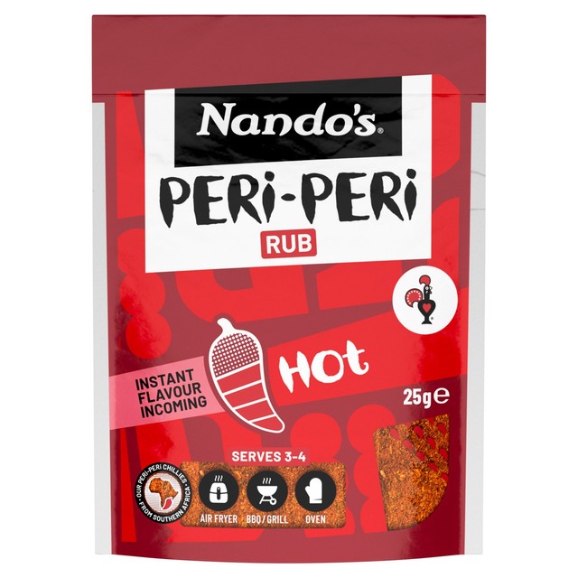Nando's hot seasoning rub 25g, imported from the UK