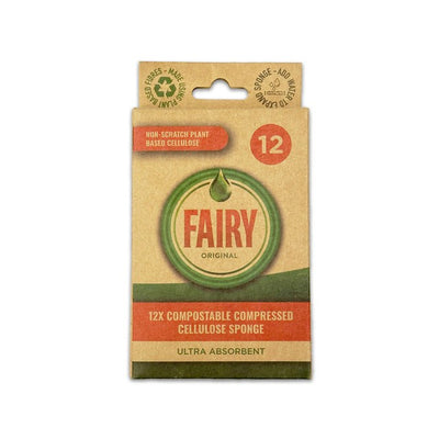 Éponges de nettoyage pour vaisselle compressées compostables Fairy Eco Lot de 12