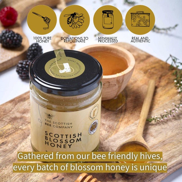 Scottish Bee Company blossom honey 227g (British brand)