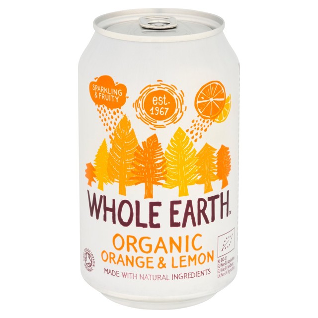 Whole Earth sparkling orange and lemon drink 330ml (British brand)