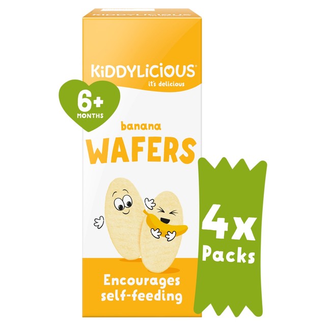 Kiddylicious mini wafers banana 4 x 4g, UK version