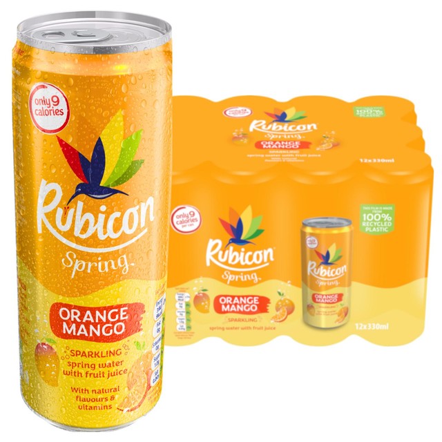 Rubicon Orange Mango 330ml sparkling water, imported from the UK