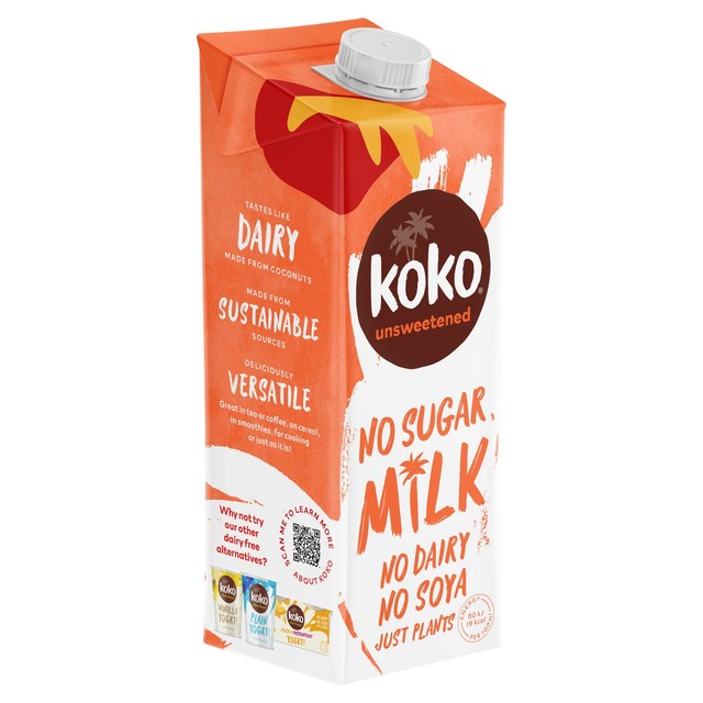 Koko unsweetened dairy free milk alternative drink 1L, UK version