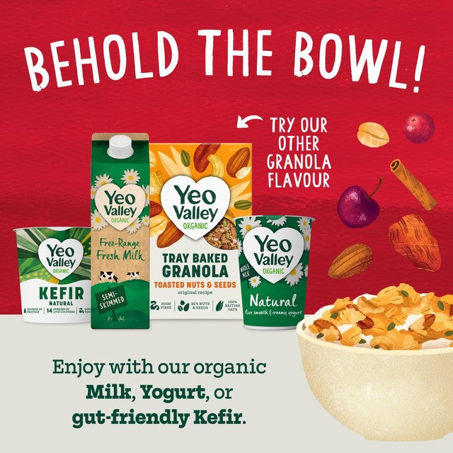 Yeo Valley berry & cherry granola cereal 360g, imported from the UK