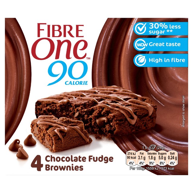 Fibre One chocolate fudge brownie squares 4 x 24g - British product
