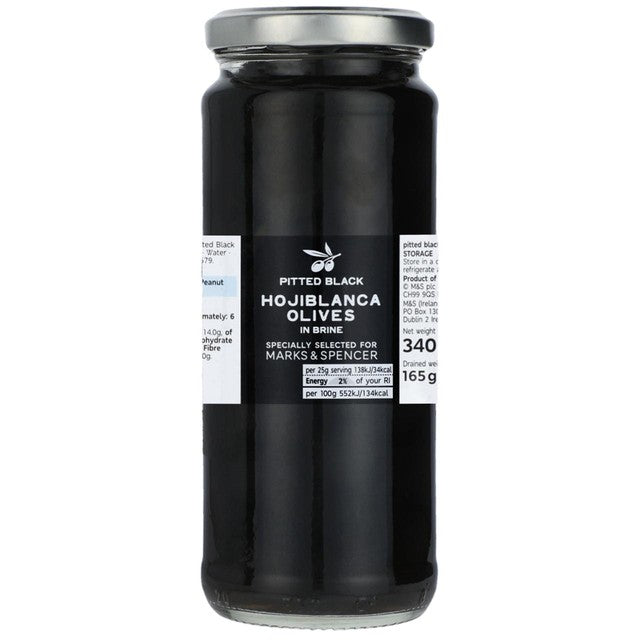 M&S pitted black hojiblanca olives 340g, imported from the UK