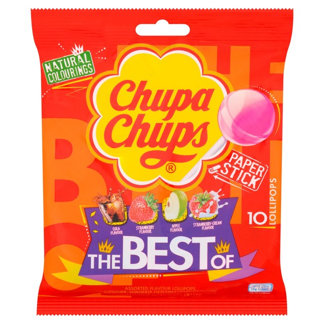 Chupa Chup assorted flavour lollipops pack of 10 - British product