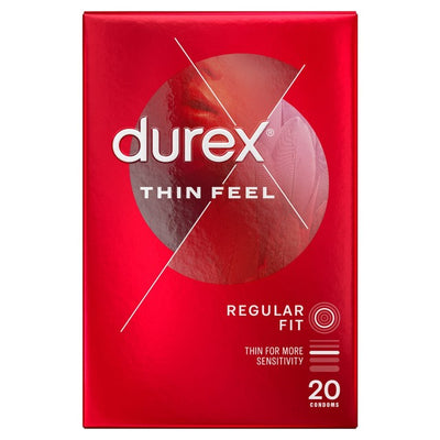 Durex Dünne Kondome für erhöhte Empfindlichkeit, normale Passform, 20er-Packung