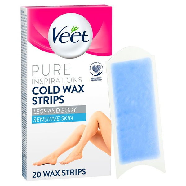 แผ่นแว็กซ์กำจัดขนแบบเย็น Veet Pure Inspiration สำหรับขา - แผ่นแว็กซ์กำจัดขน 20 แผ่น