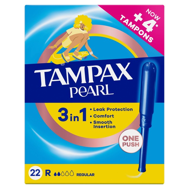 Tampax Pearl regular tampons 22 count box (British brand)