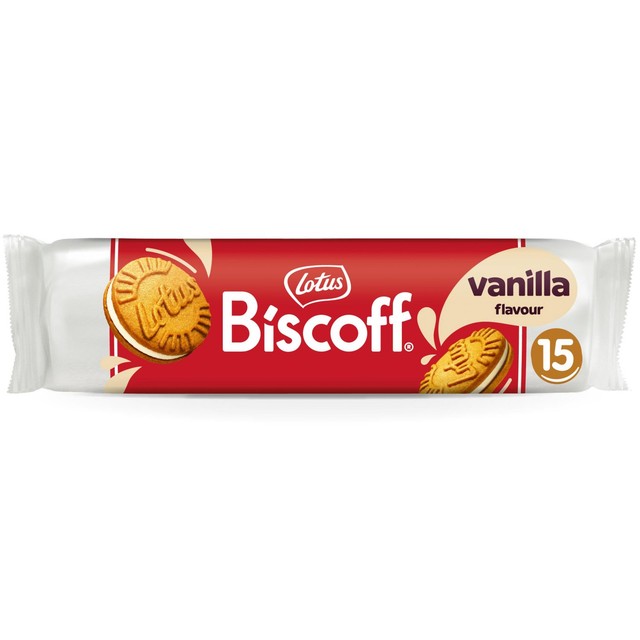 Lotus Biscoff vanilla cream sandwich biscuits 150g, UK version