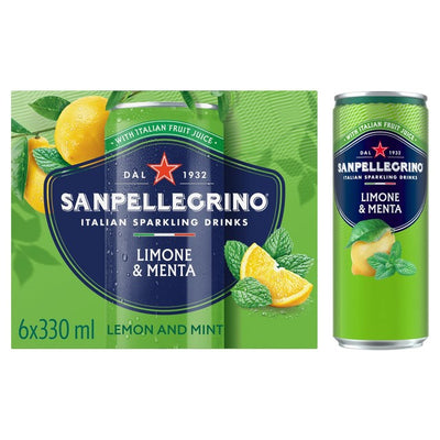 San Pellegrino Zitrone & Minze, italienisches Erfrischungsgetränk mit Kohlensäure, 6 x 330 ml