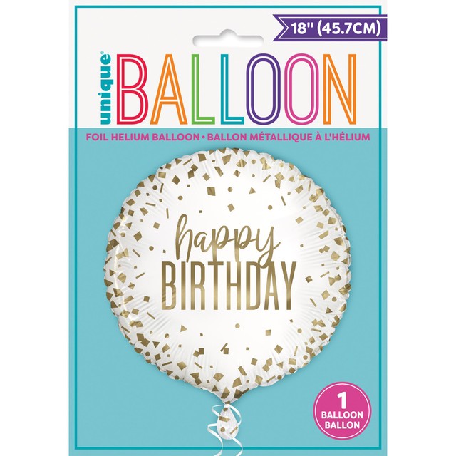 Unique Party confetti gold birthday foil balloon 18 inch - British product