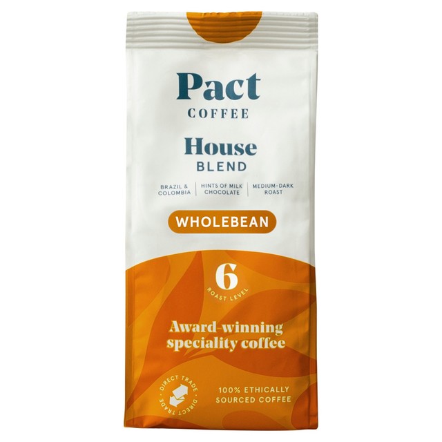 Pact House Blend Wholebean Coffee 200g, imported from the UK