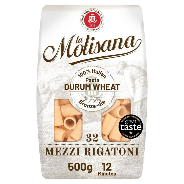 La Molisana Mezzi Half Rigatoni pasta 500g, UK version