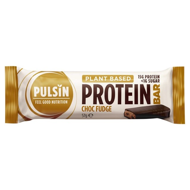 Pulsin Vegan Choc Fudge protein bar 57g, imported from the UK