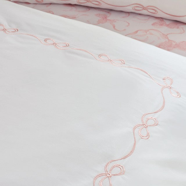 Catherine Lansfield bow embroidery duvet set king size (British brand)