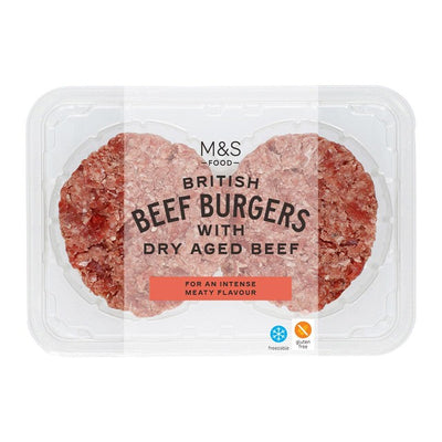 M&S Grill Beef Burgers Salt Cracked Pepper British 300g