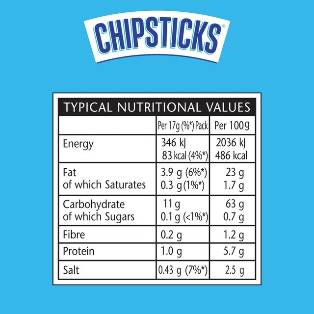 Smiths Chipsticks Salt & Vinegar crisps multipack 6x17g - British product