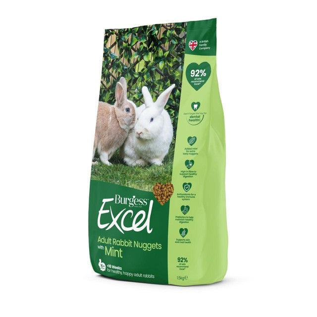 Burgess Excel adult rabbit food with mint 1.5kg - British product